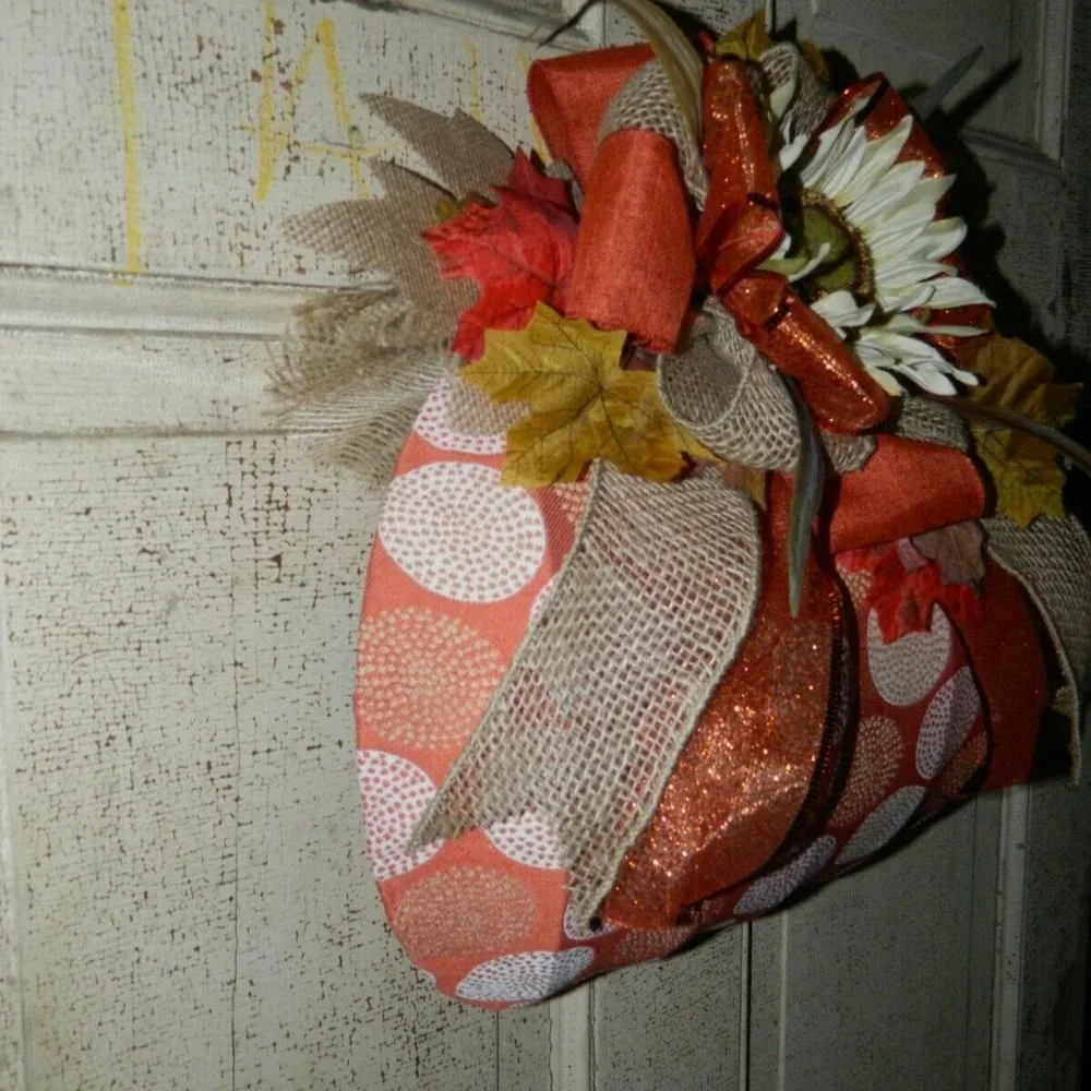 Handmade Halloween Fall Pumpkin Shape Door Wreath